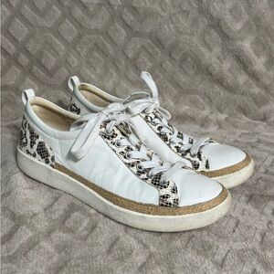 Vionic Winny White Leather & Snakeskin Espadrille Sneakers Orthotic size 10